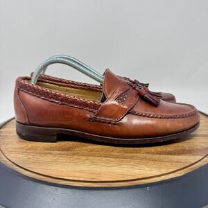 Allen Edmonds Maxfield Brown Leather Tassel 9.5D Men's Dress Shoes Loafers